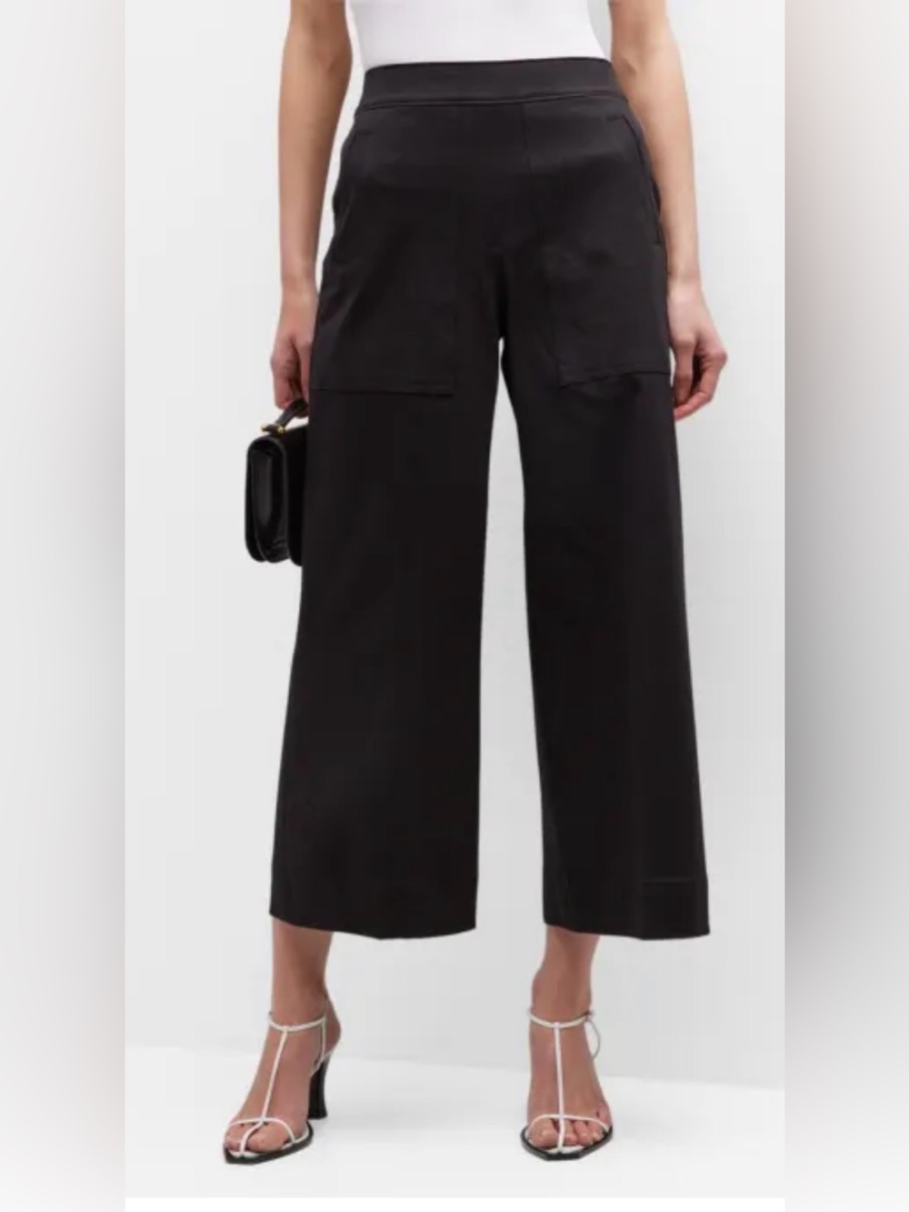 NWT SPANX pants women's M petite on the go cropped wide leg classic black